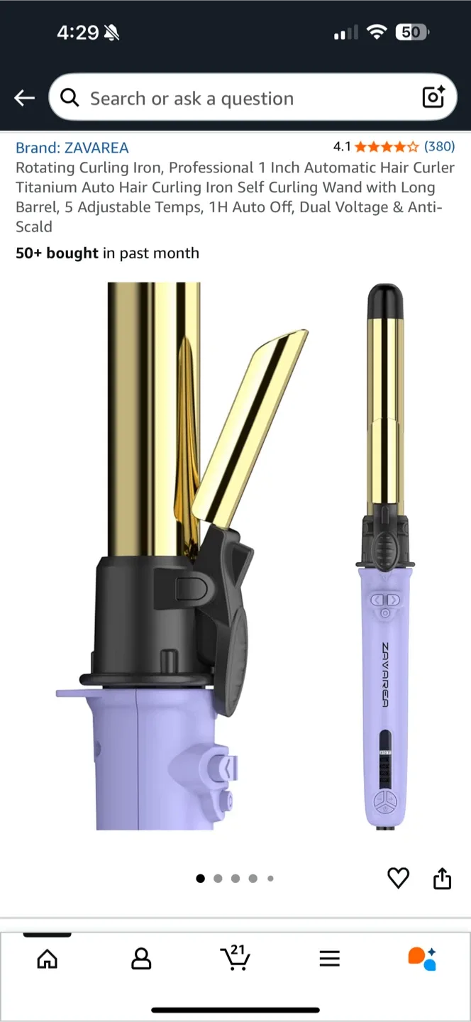 Zavarea Rotating Curling Iron, 1 Inch image indicator(3)