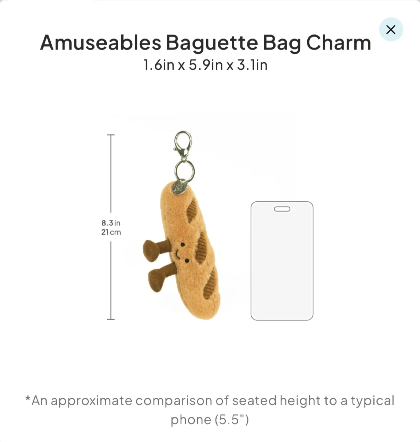 Jellycat Amuseable Baguette Bag Charm image indicator(5)