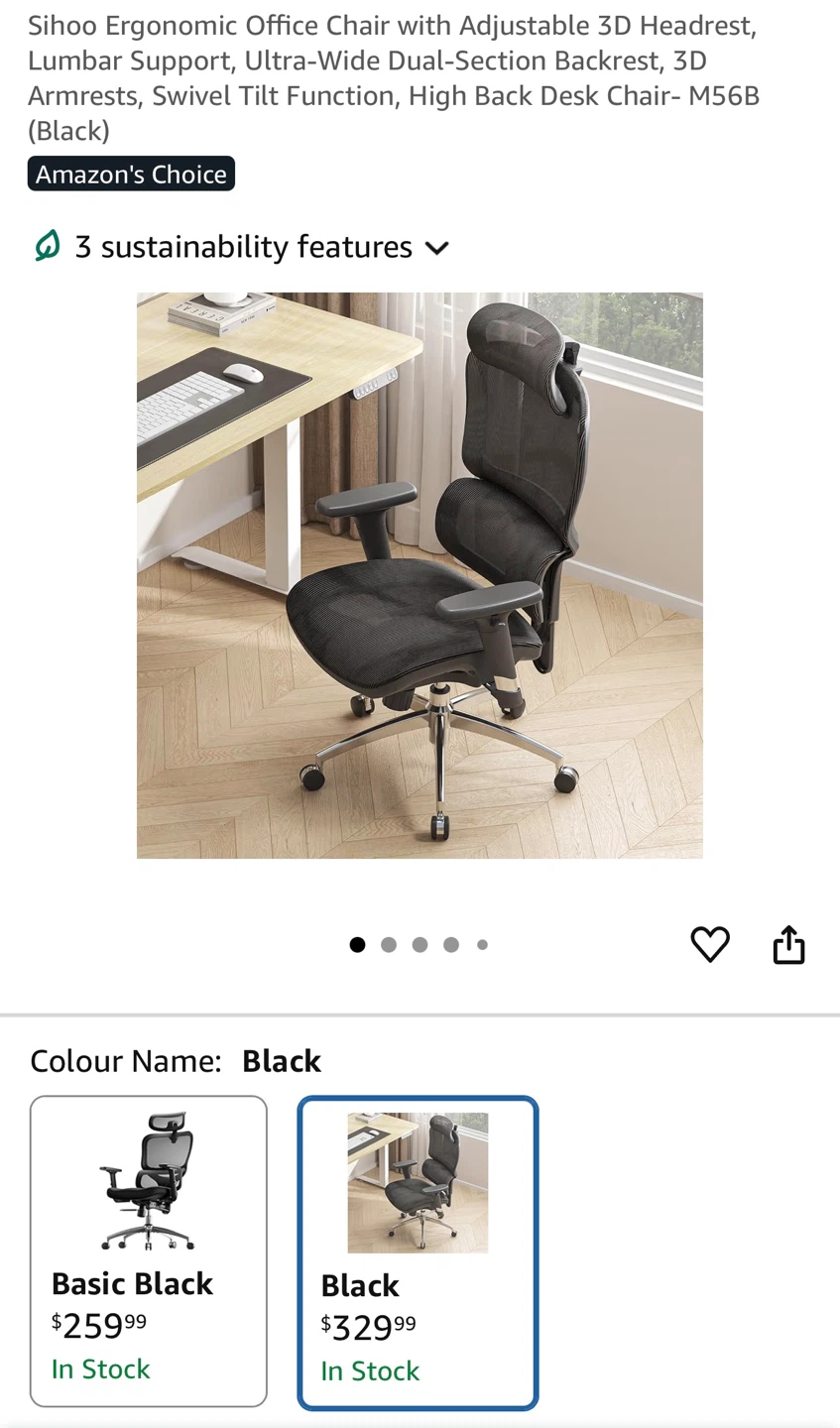 Sihoo Ergonomic Office Chair - M56B (Black) - photo 2