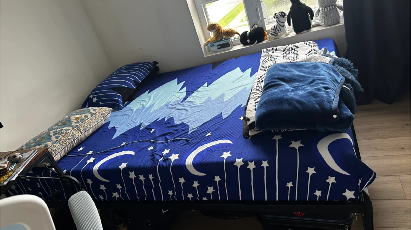 Double size bed frame and mattress