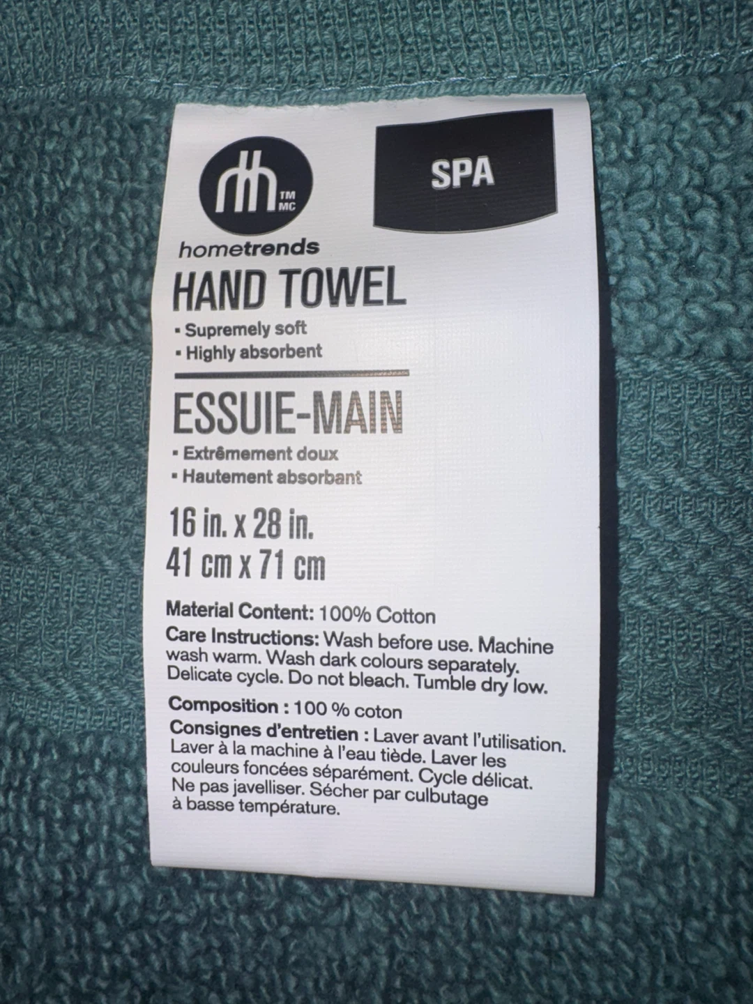 hometrends SPA Hand Towels - Teal, Cotton - photo 5