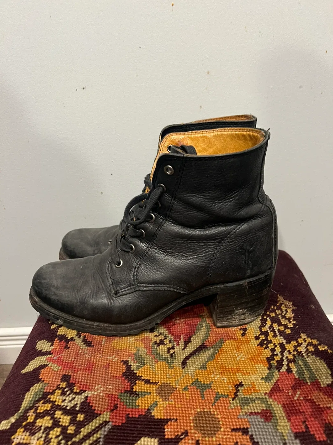 Frye Black Leather Ankle Boots image indicator(2)