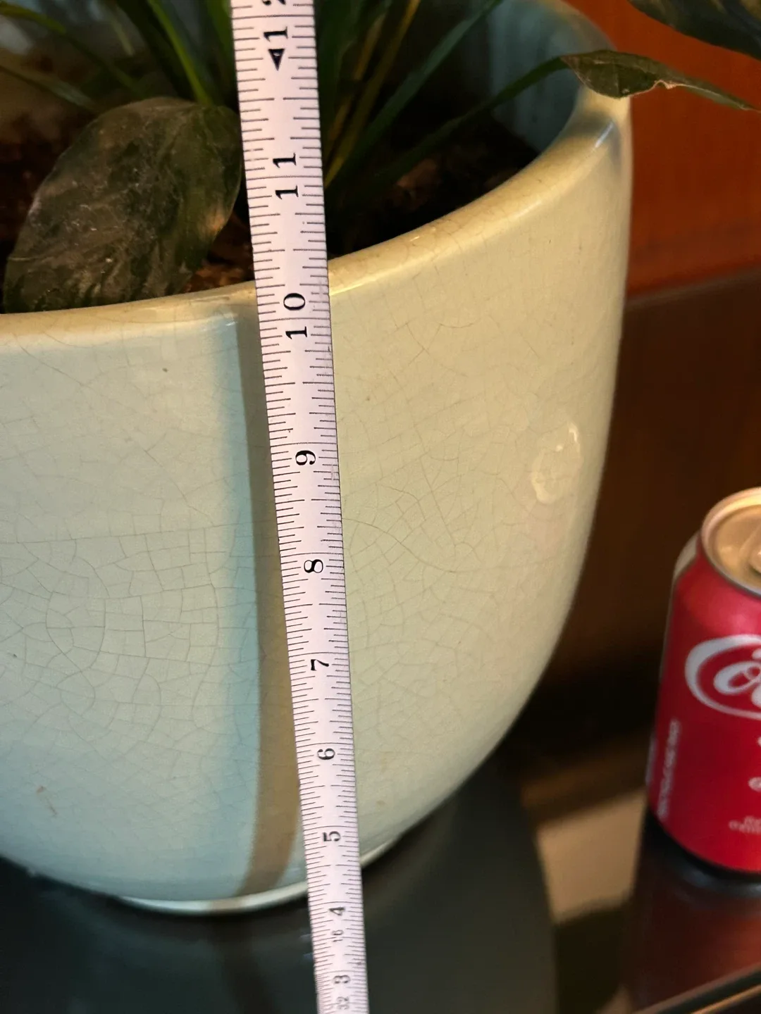 big 10 inch high / 10 inch wide celadon green crackle planter image indicator(5)