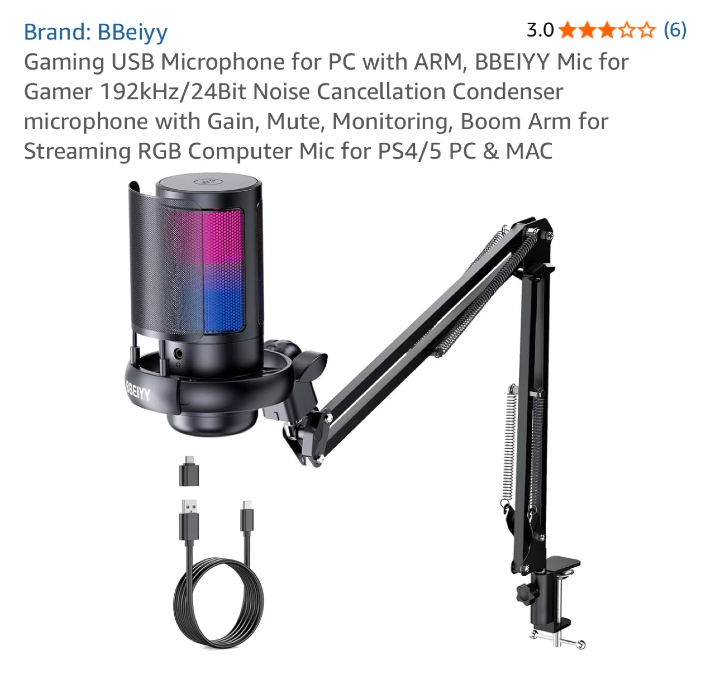 BBEIYY Gaming USB Microphone w/ Boom Arm - photo 2