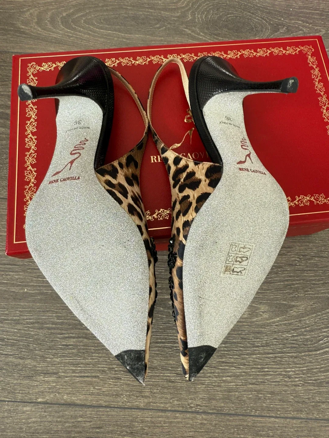 NEW René Caovilla Leopard Heels - Size 36 image indicator(3)