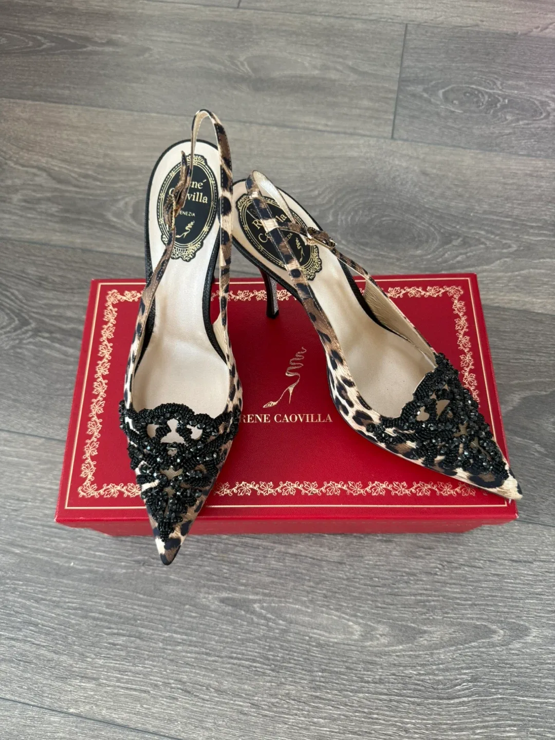 NEW René Caovilla Leopard Heels - Size 36 image indicator(8)