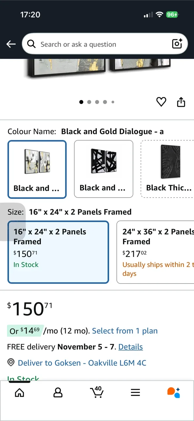 Framed Abstract Art, 16"x24" - Set of 2 thumbnail
