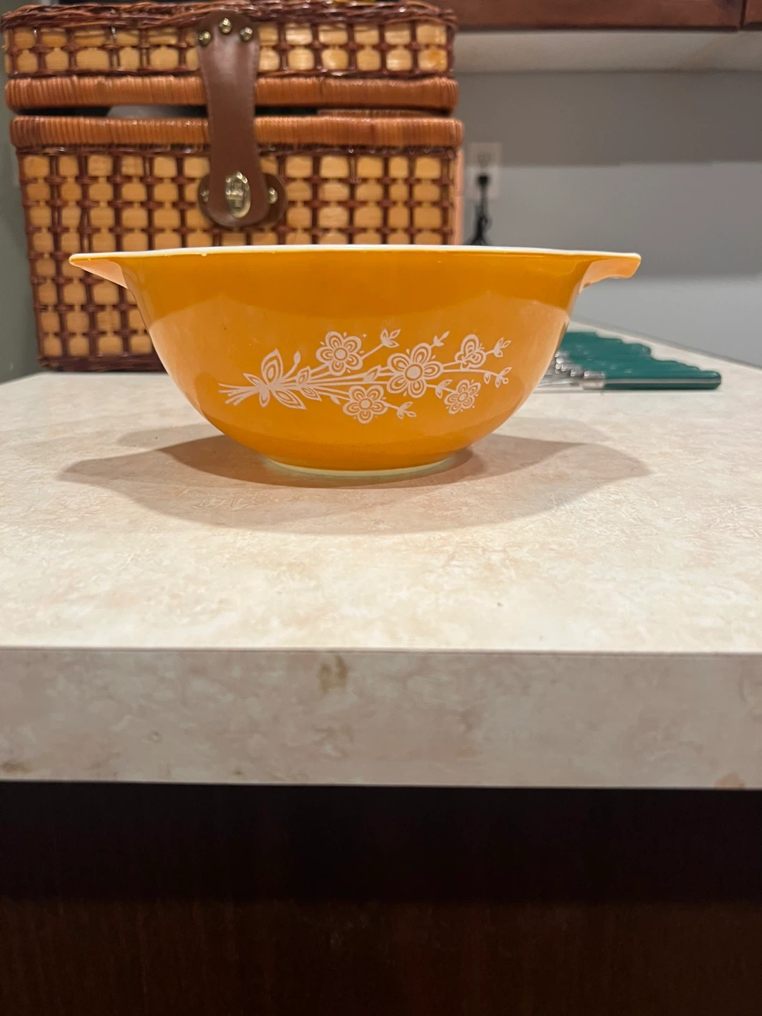 Vintage Pyrex Mixing Bowl - Orange Floral