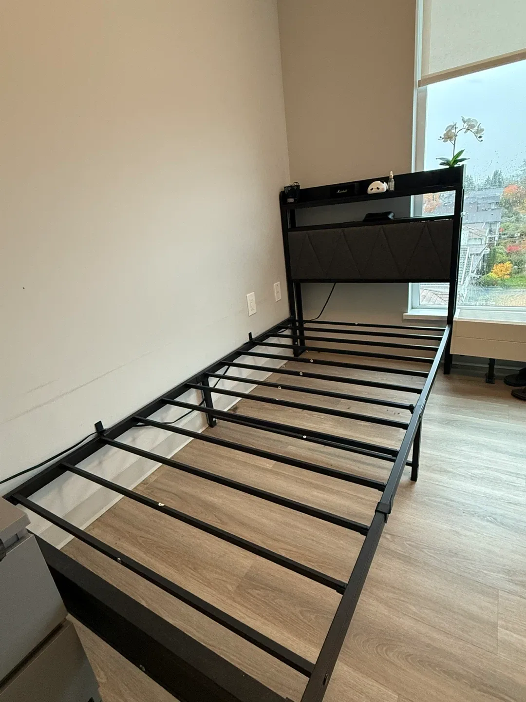 Black Metal Bed Frame with Headboard image indicator(2)
