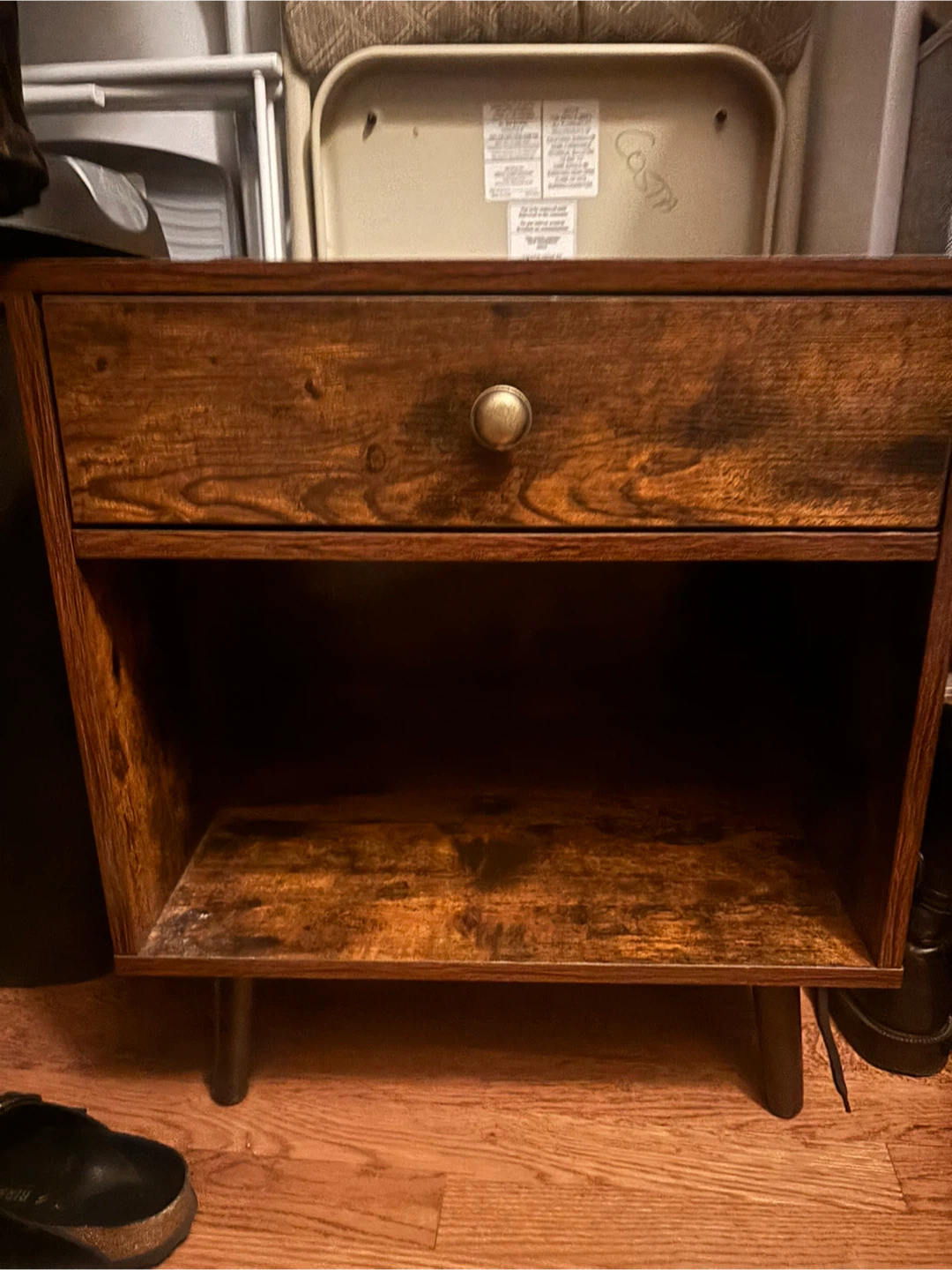 Brown Wood Nightstand with Drawer - photo 2