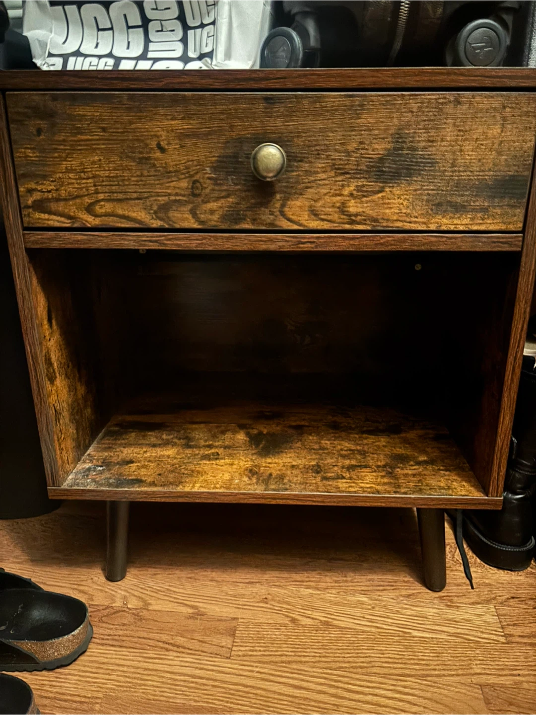 Brown Wood Nightstand with Drawer - photo 3