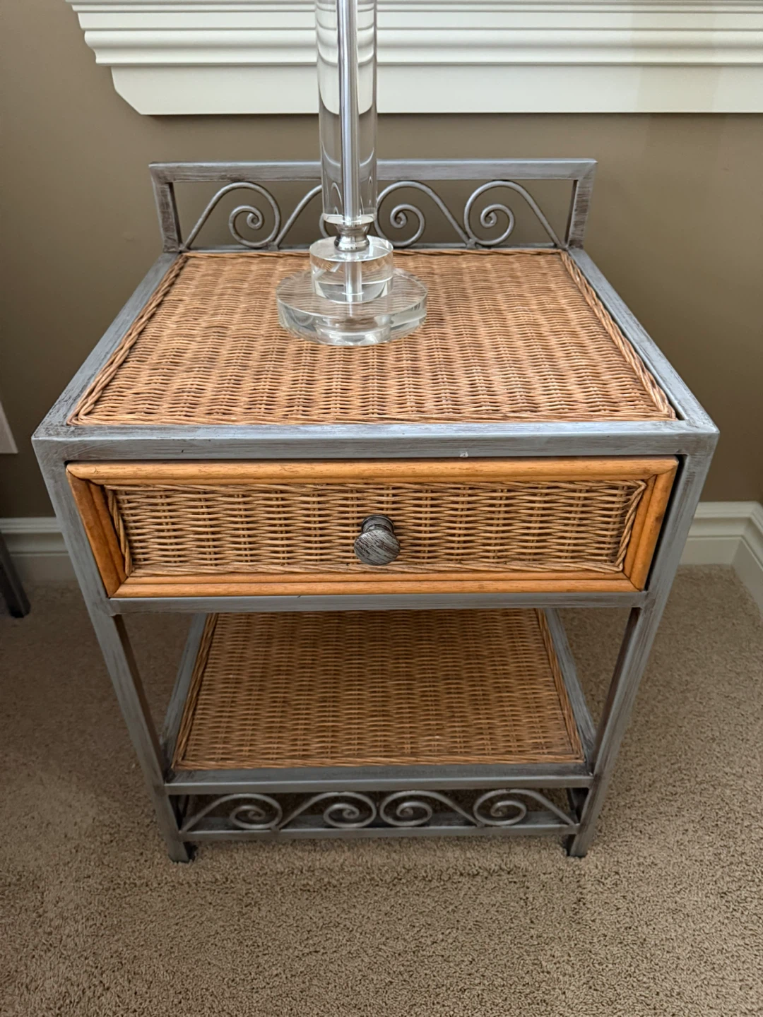 Wicker & Metal Side Table