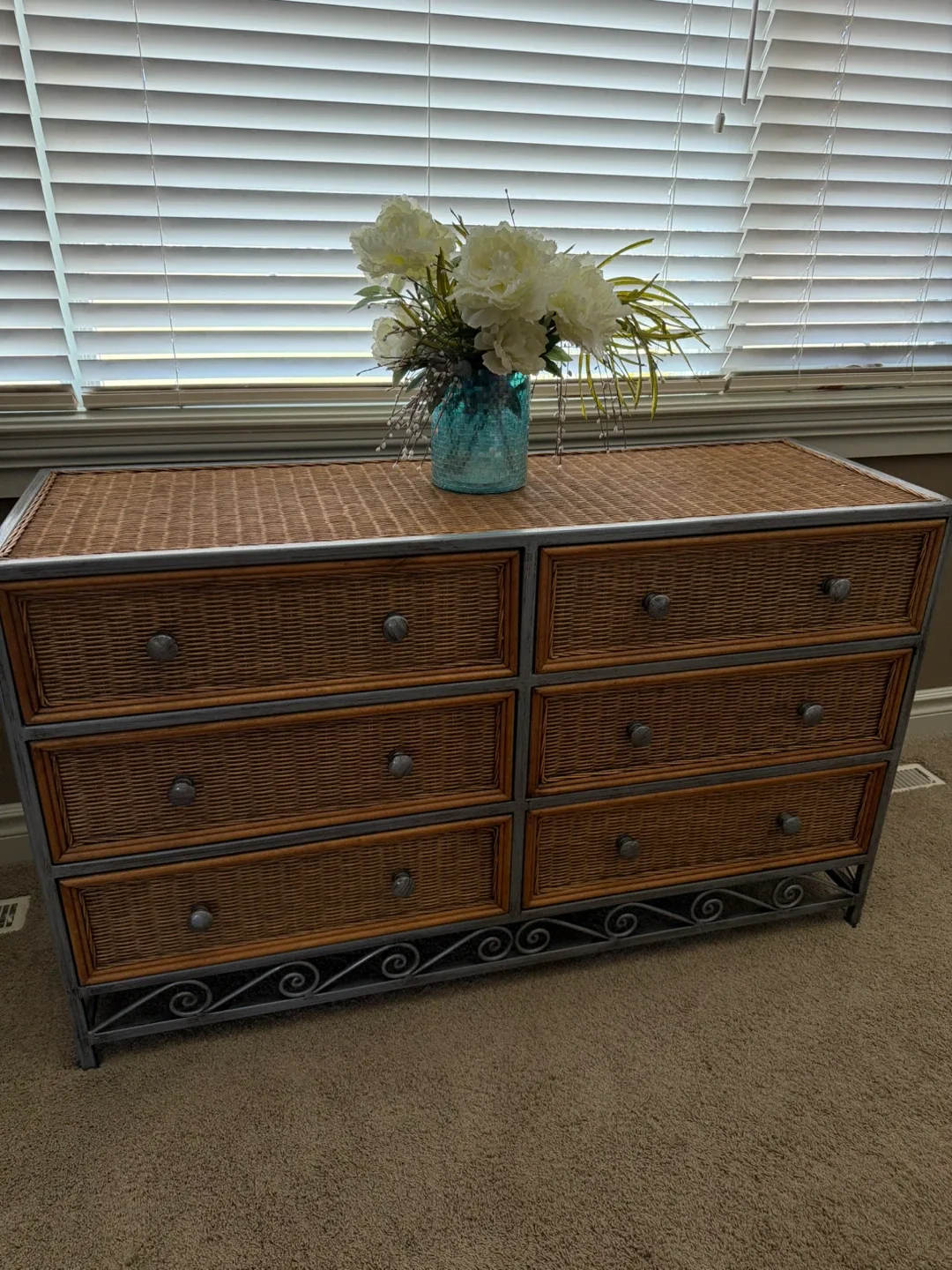 Wicker & Metal 6-Drawer Dresser thumbnail