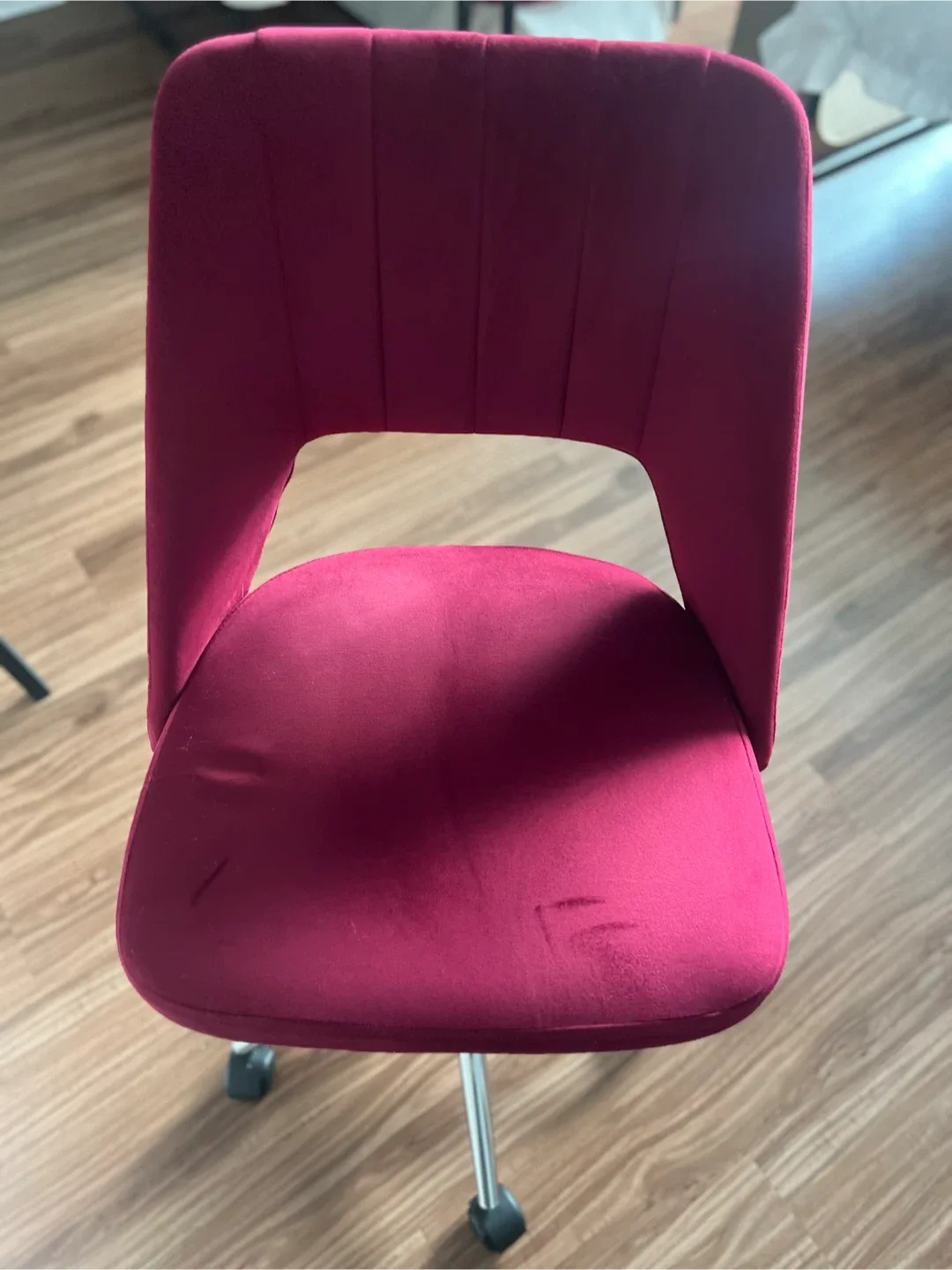 Red Velvet burgundy Office Chair on wheels swivel desk chair image indicator(3)