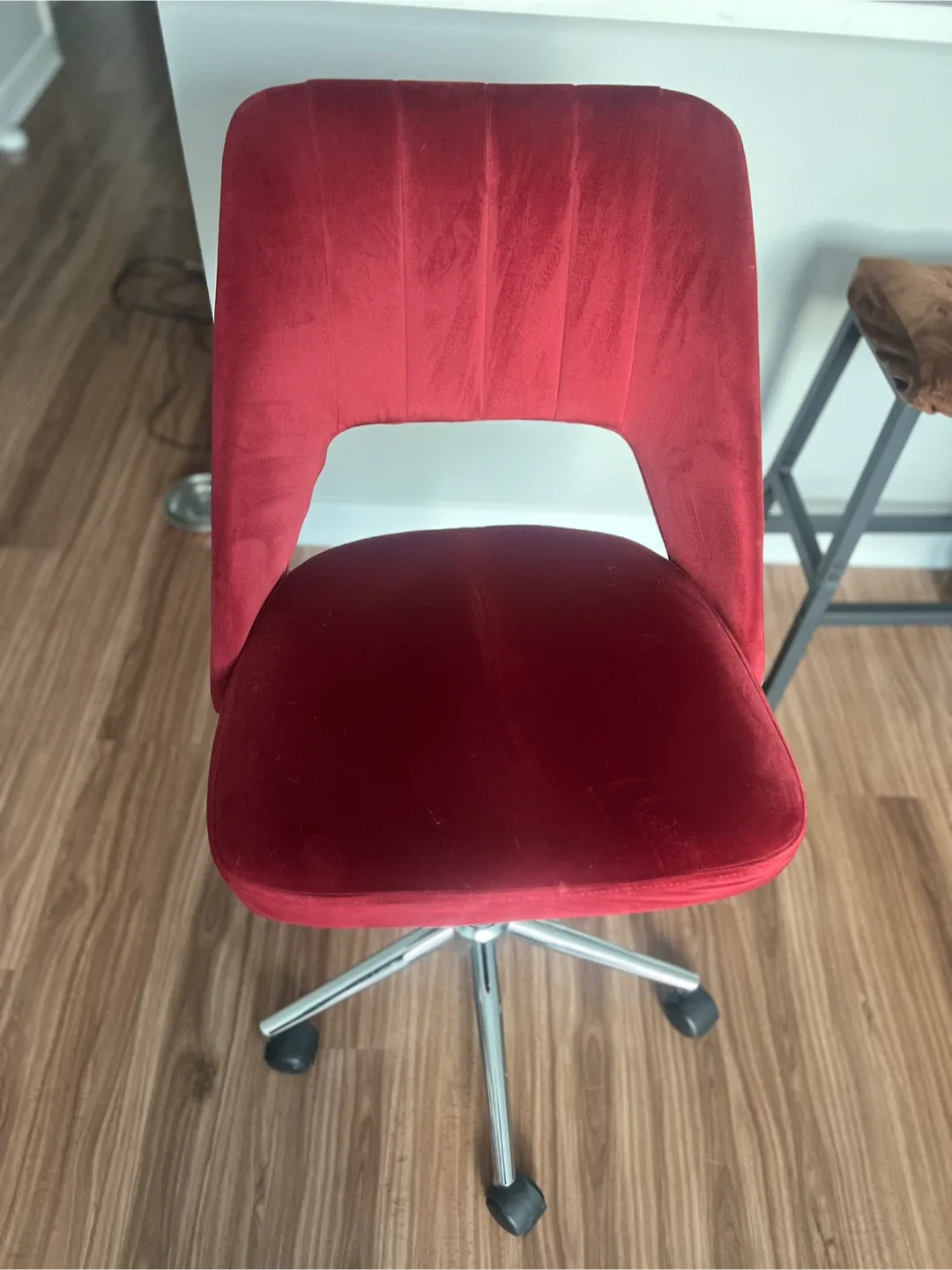 Red Velvet burgundy Office Chair on wheels swivel desk chair image indicator(2)