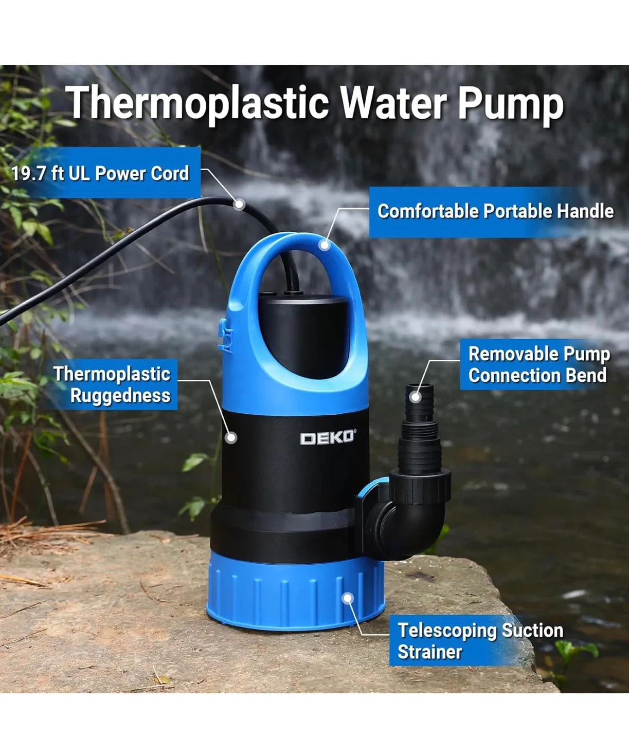 DEKO 1HP 4500 GPH Submersible Water Pump image indicator(6)