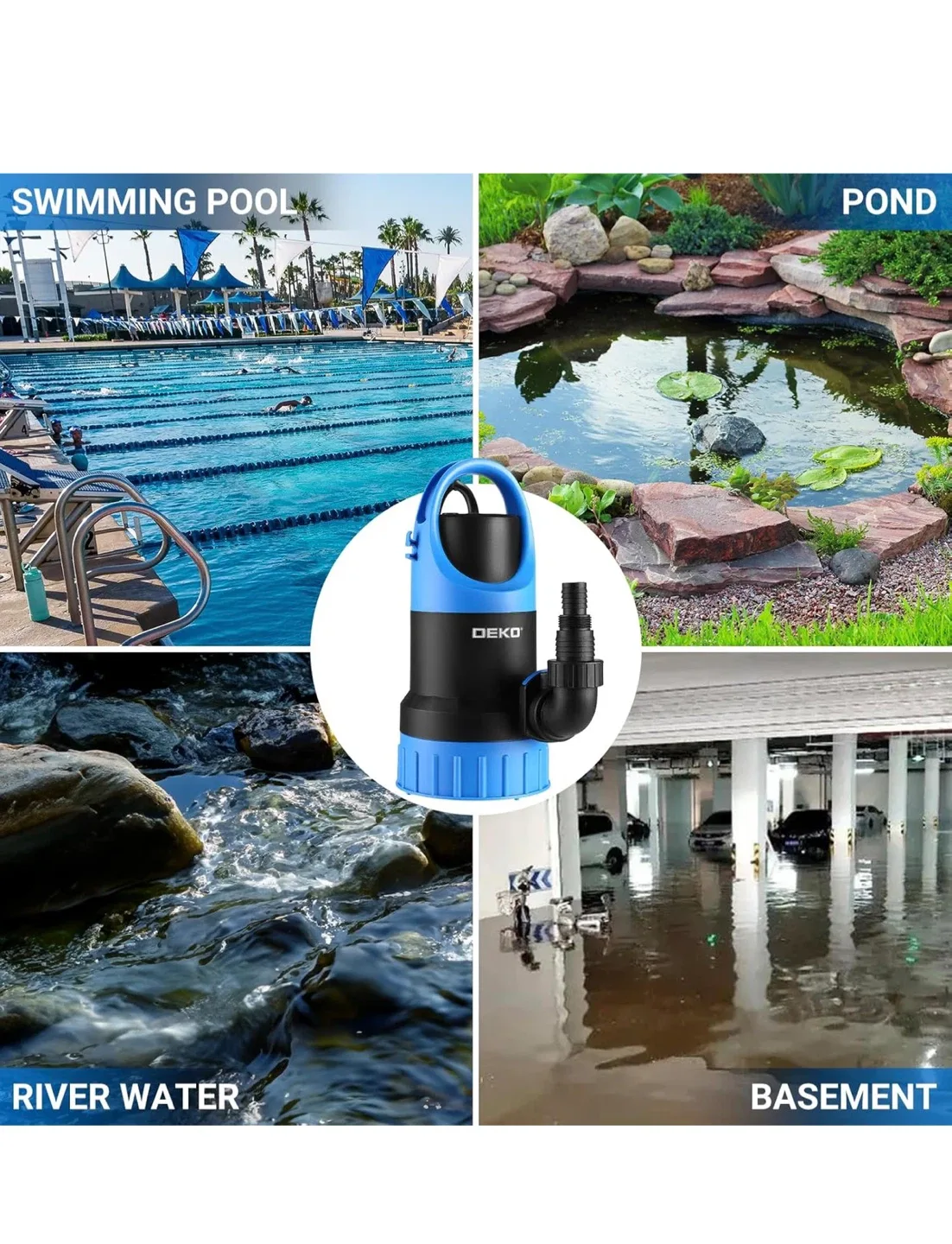 DEKO 1HP 4500 GPH Submersible Water Pump image indicator(8)