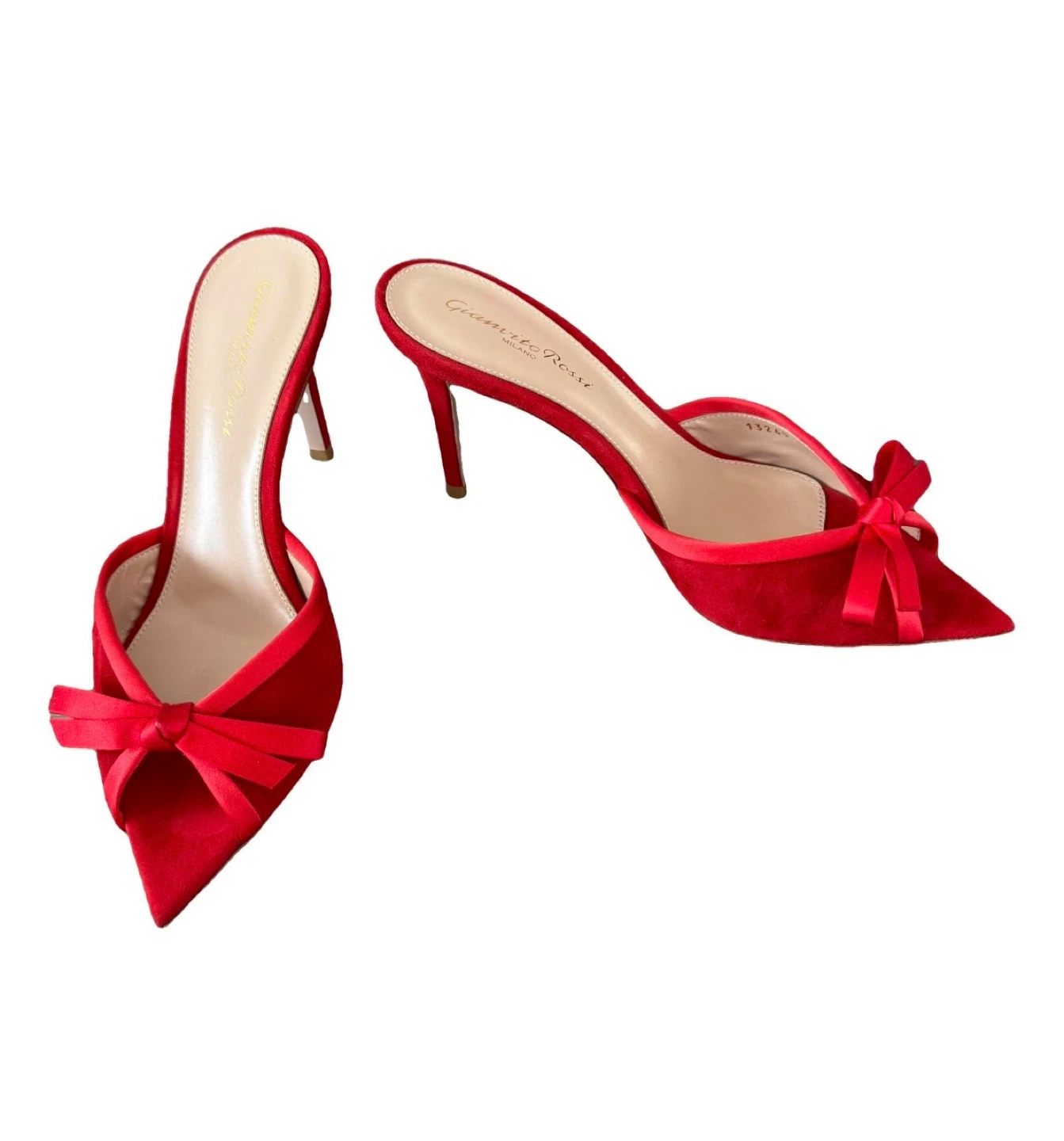 🆕 Gianvito Rossi Red Bow Heels - Size 36.5