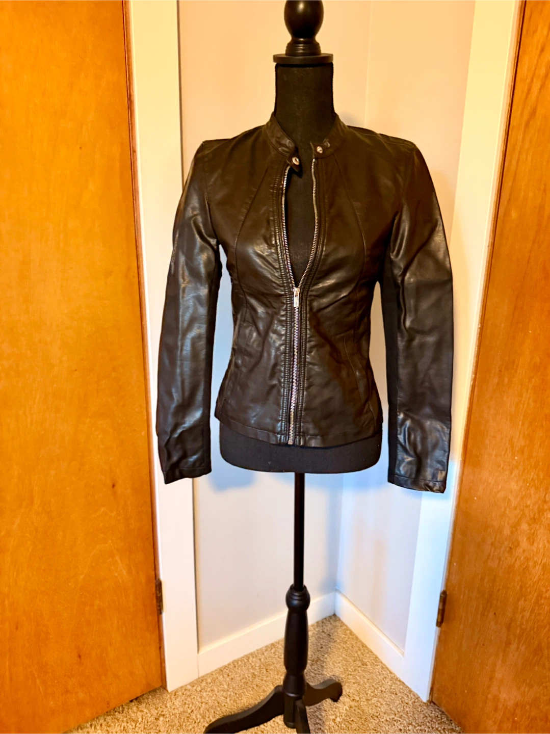 Express Black Faux Leather Jacket - Size XS