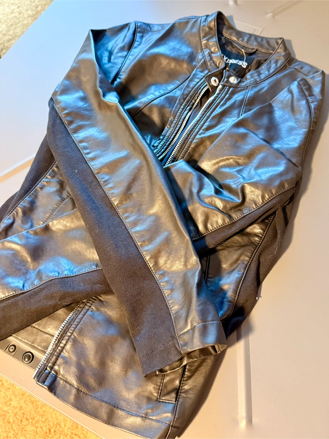 Express Black Faux Leather Jacket - Size XS - photo 4