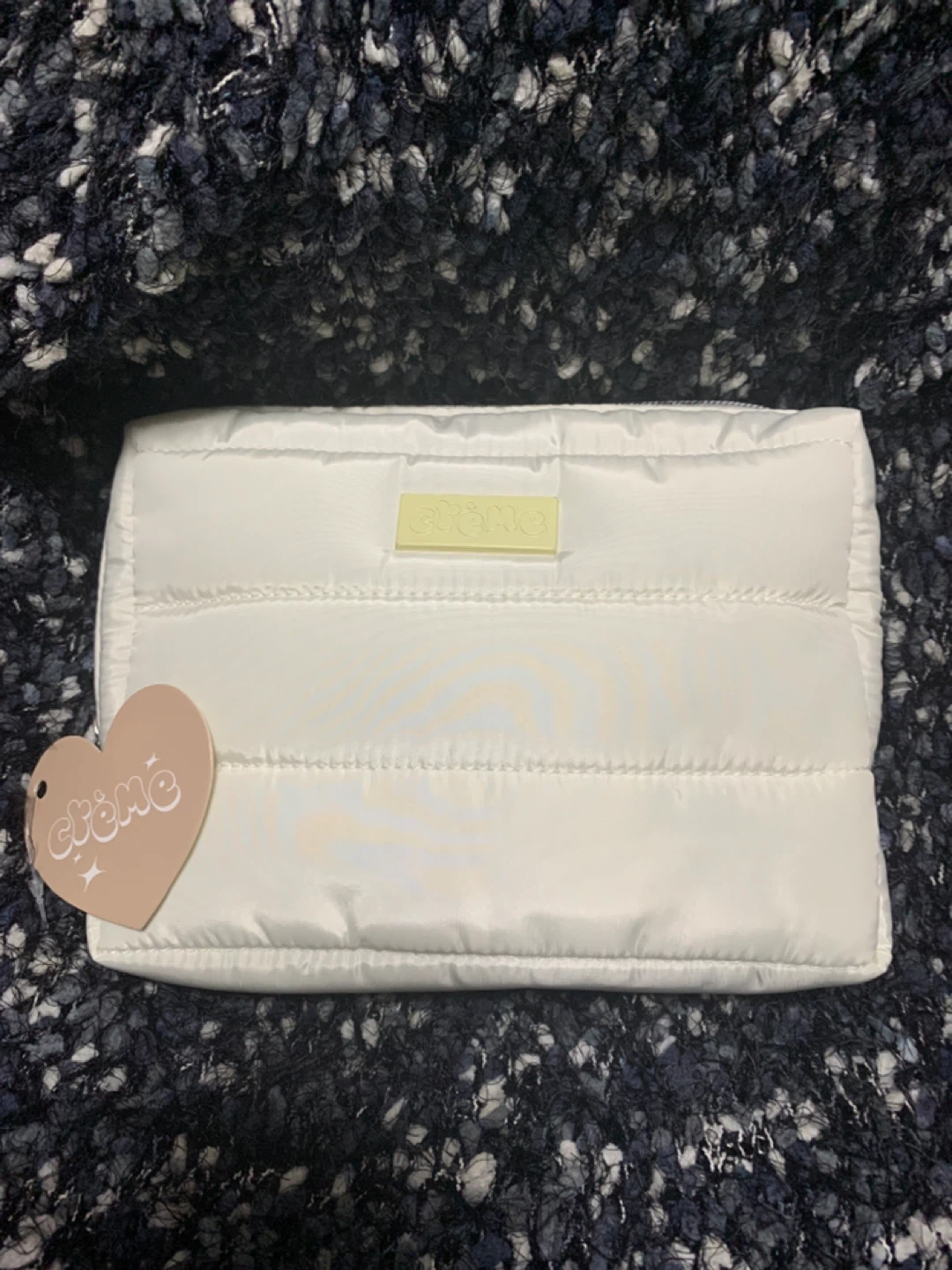 Crème White Puffer Cosmetic Bag - New!