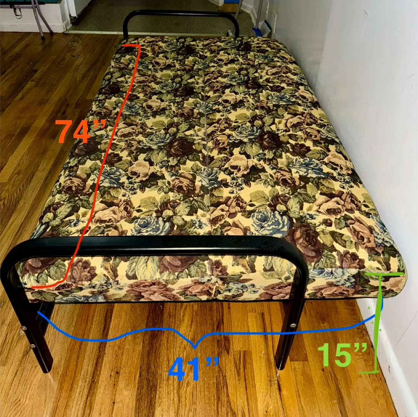 Floral Pattern Sofa Bed Futon - 74" x 41" image indicator(3)