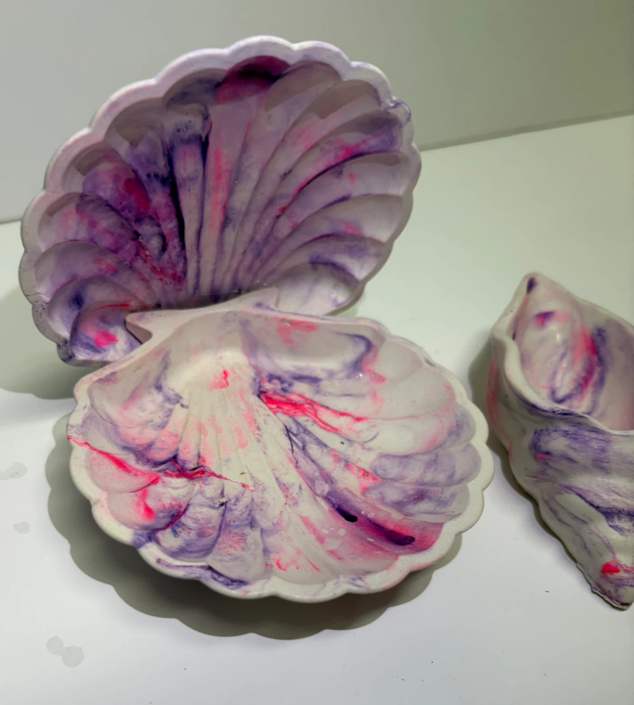 Pink and purple marble seashell trinket | jewelry holder - photo 4