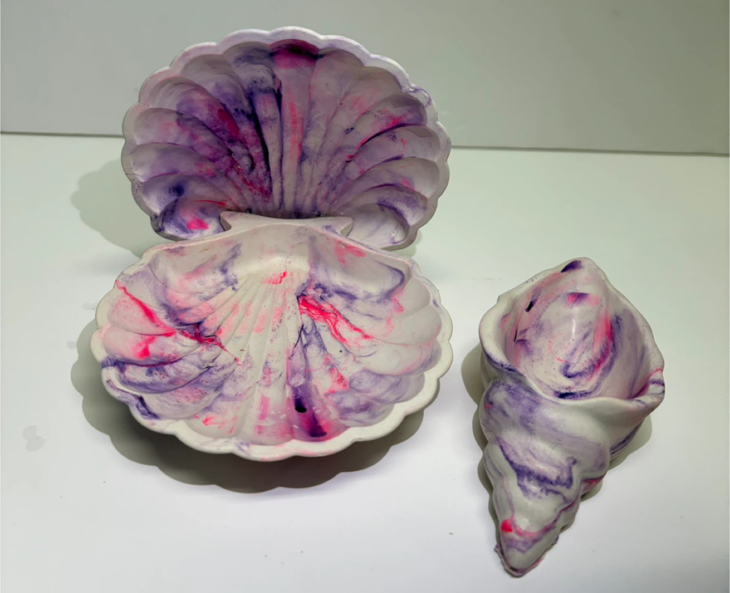 Pink and purple marble seashell trinket | jewelry holder