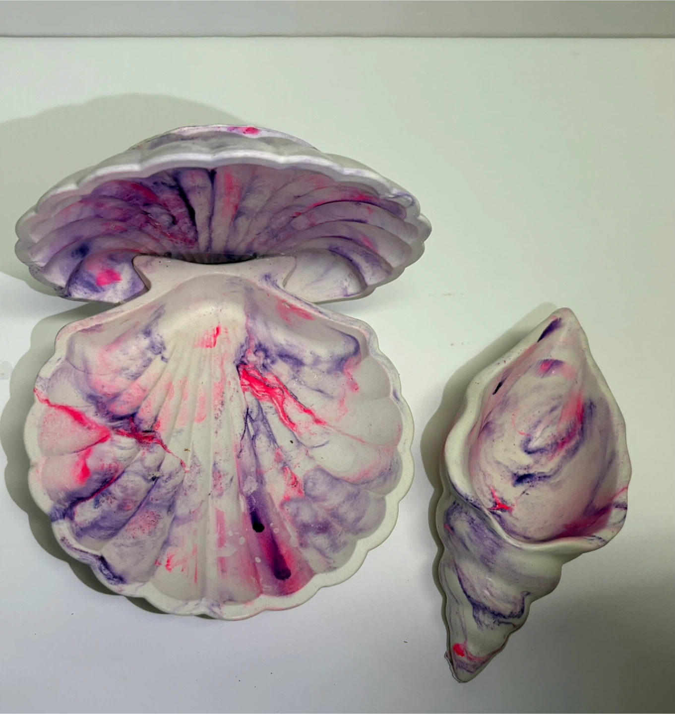 Pink and purple marble seashell trinket | jewelry holder - photo 3
