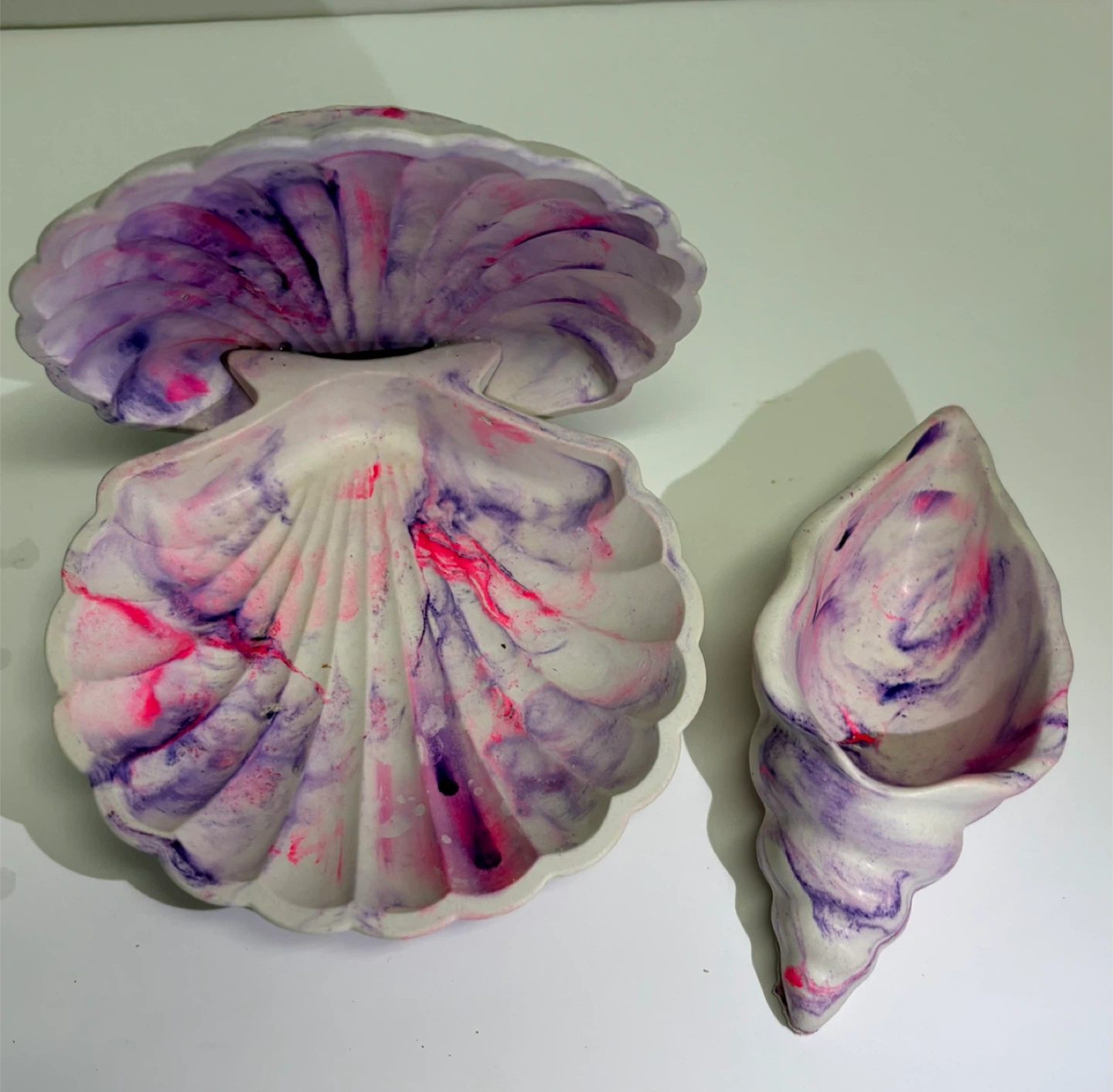 Pink and purple marble seashell trinket | jewelry holder - photo 2