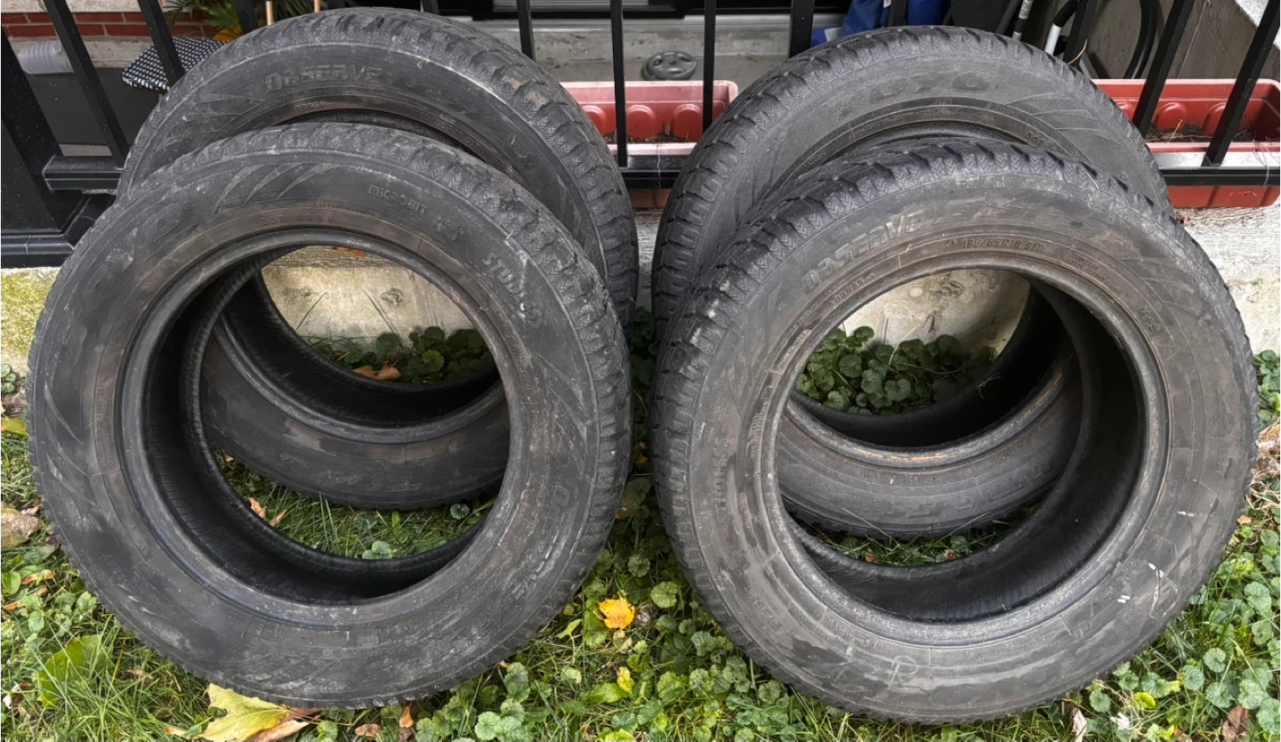 4 pneus d’hiver Toyo Observe 195/65R15 – 6/32” – bon état