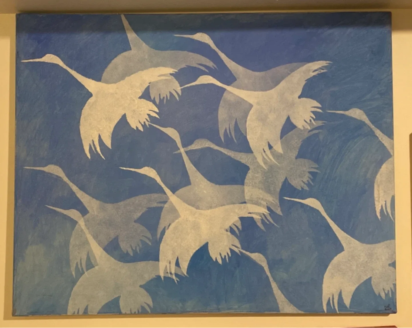 Painting of Flying Cranes