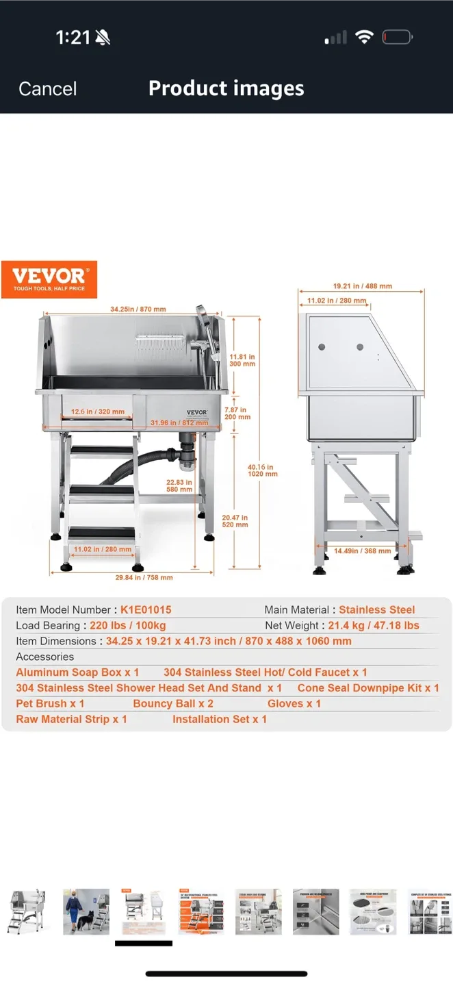 VEVOR 34" Pet Dog Bathing Station image indicator(2)