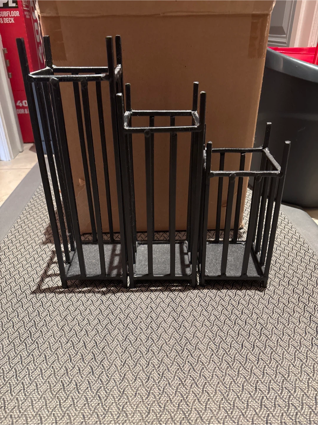 Black Metal Decorative Plant Stands/candleholders - Set of 3