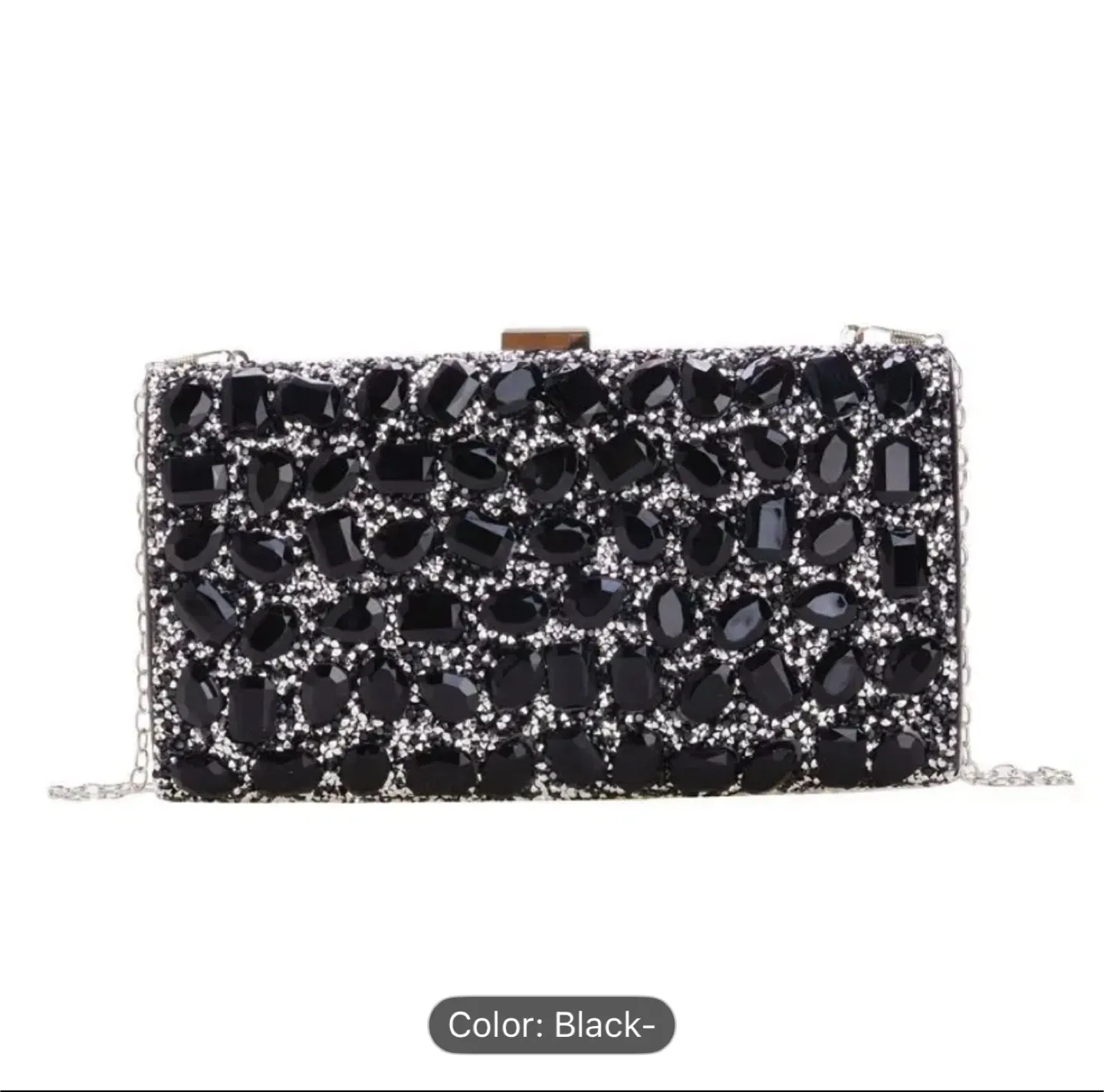 Black Rhinestone Evening Clutch Bag