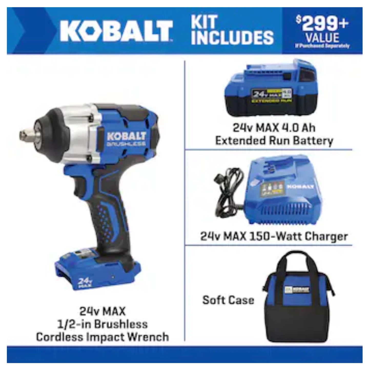 Kobalt 24v MAX 1/2-in Impact Wrench Kit - photo 5