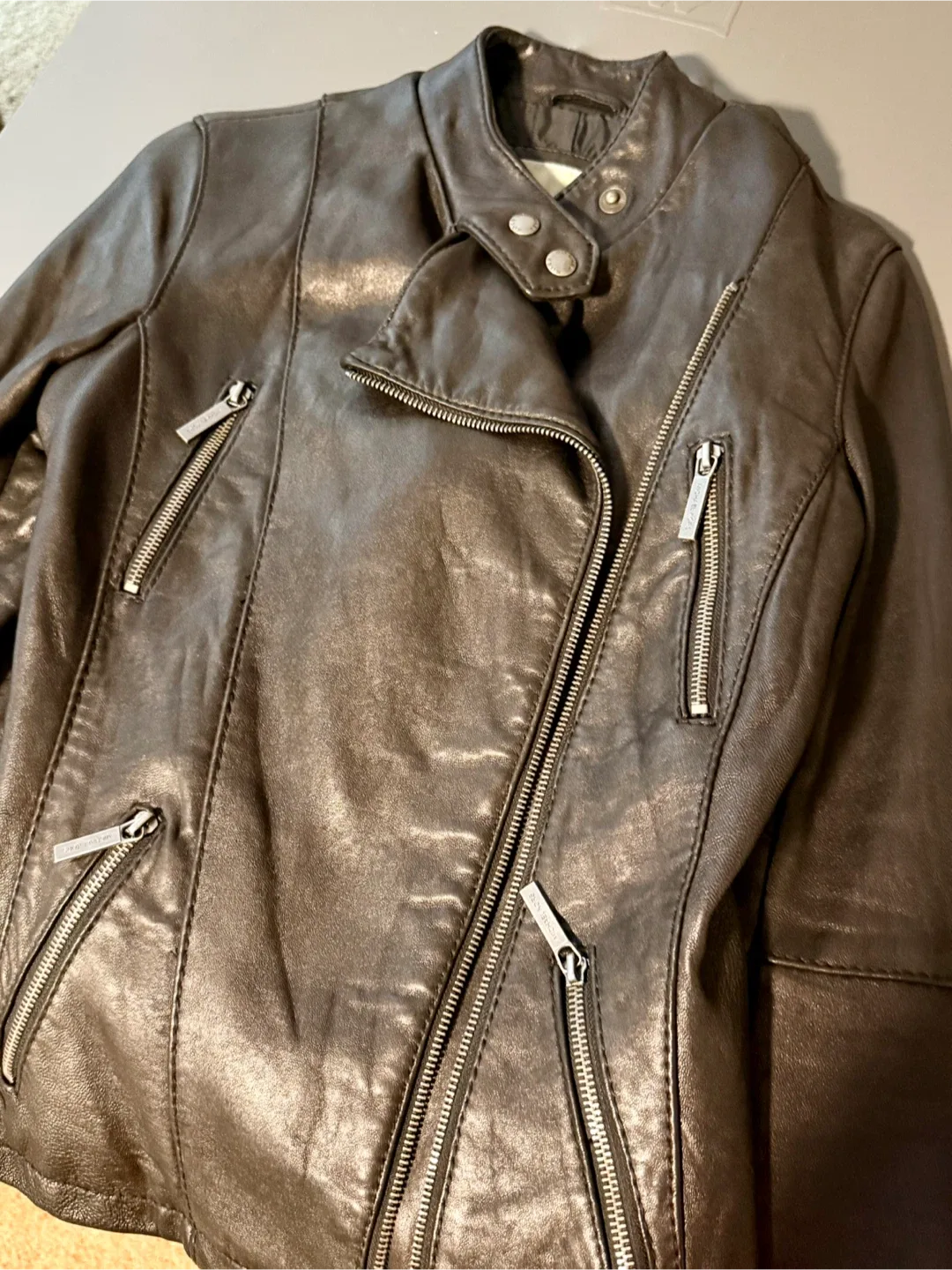 Michael Kors Leather Jacket, Size S image indicator(7)