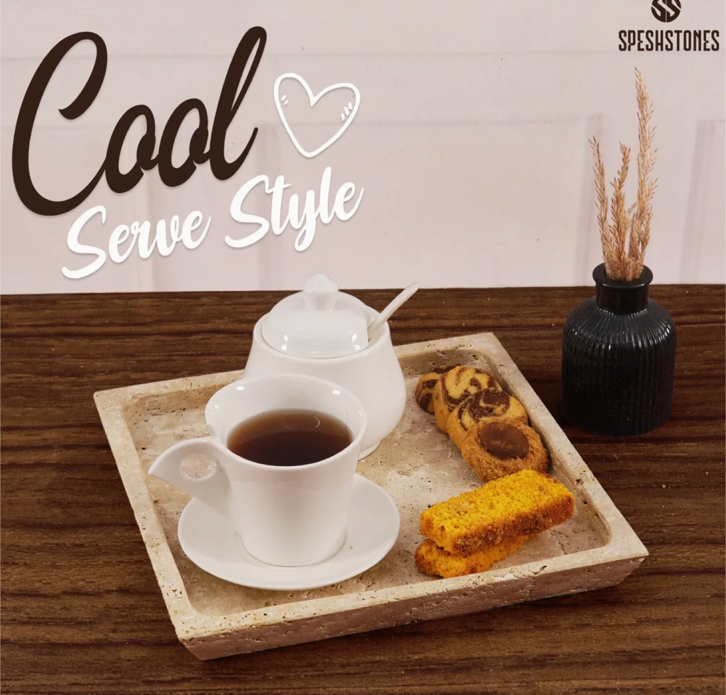 Speshstones 10-Inch Square Travertine Tray image indicator(2)