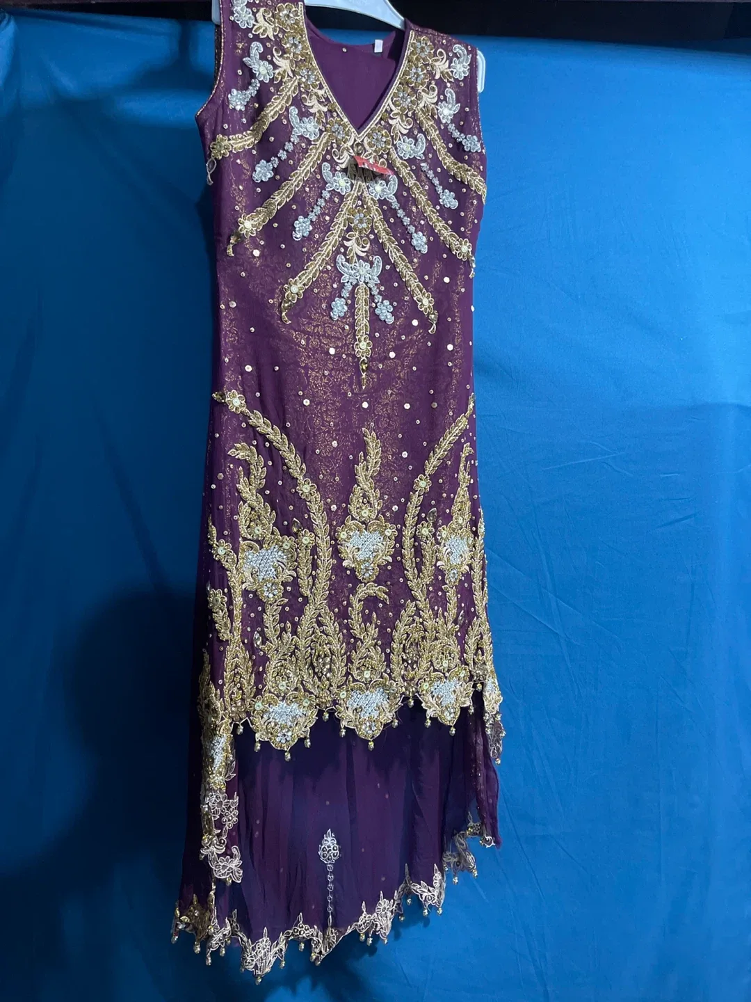 Purple & Gold Embroidered Dress image indicator(2)