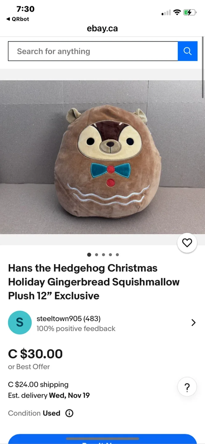Squishmallow Hans the Hedgehog 12" Plush image indicator(3)