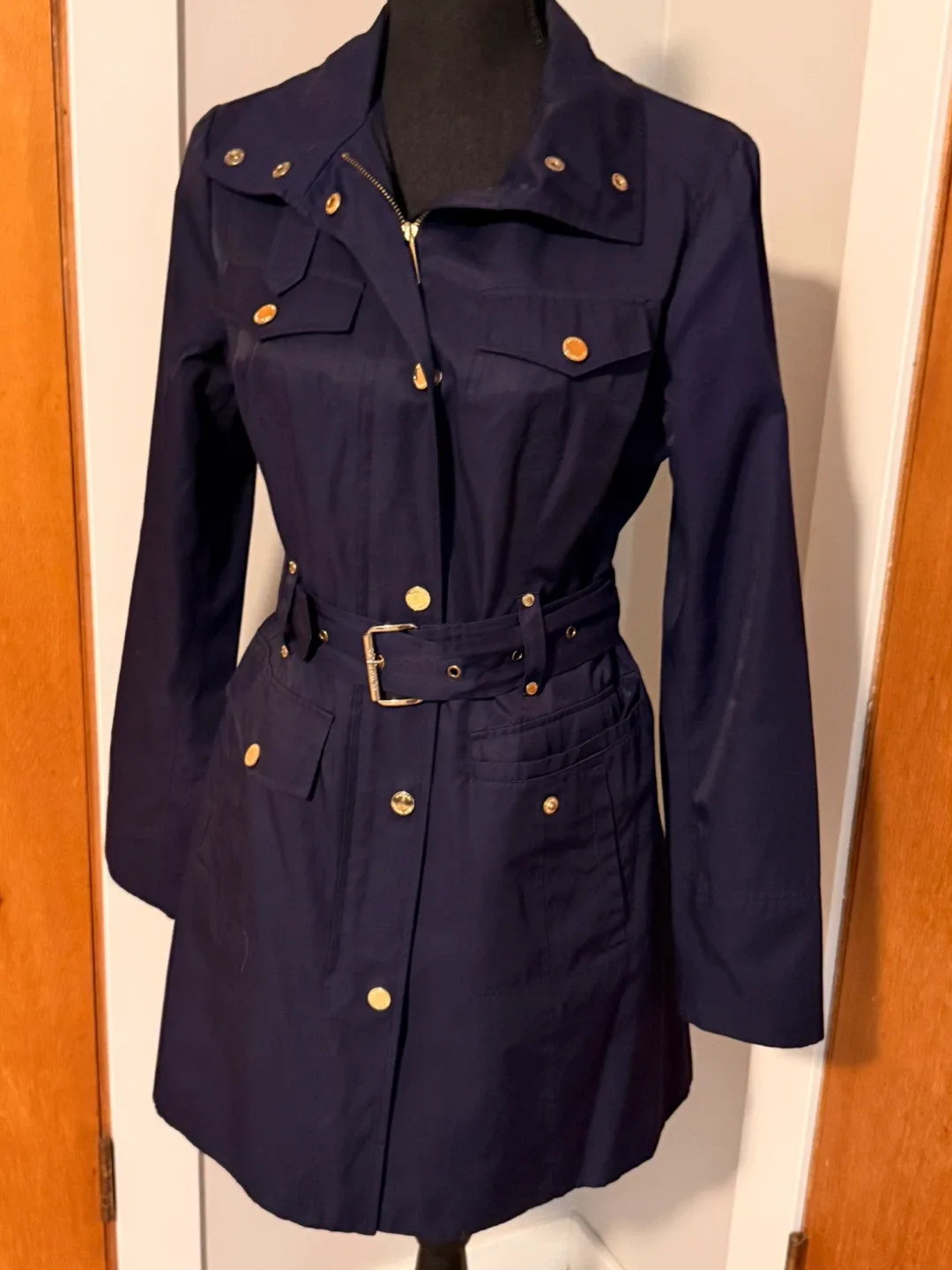 Michael Michael Kors Navy Trench Coat - Size S