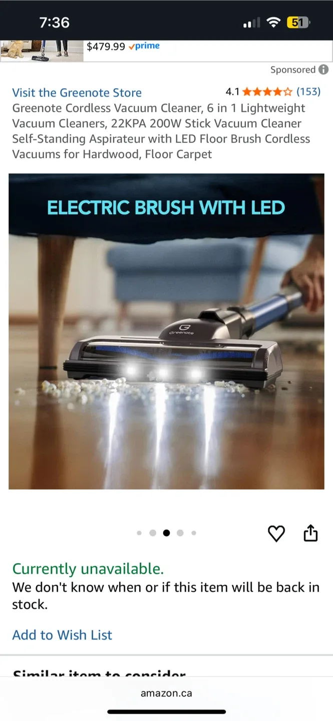 Greenote Cordless Vacuum Cleaner - Like New! image indicator(2)