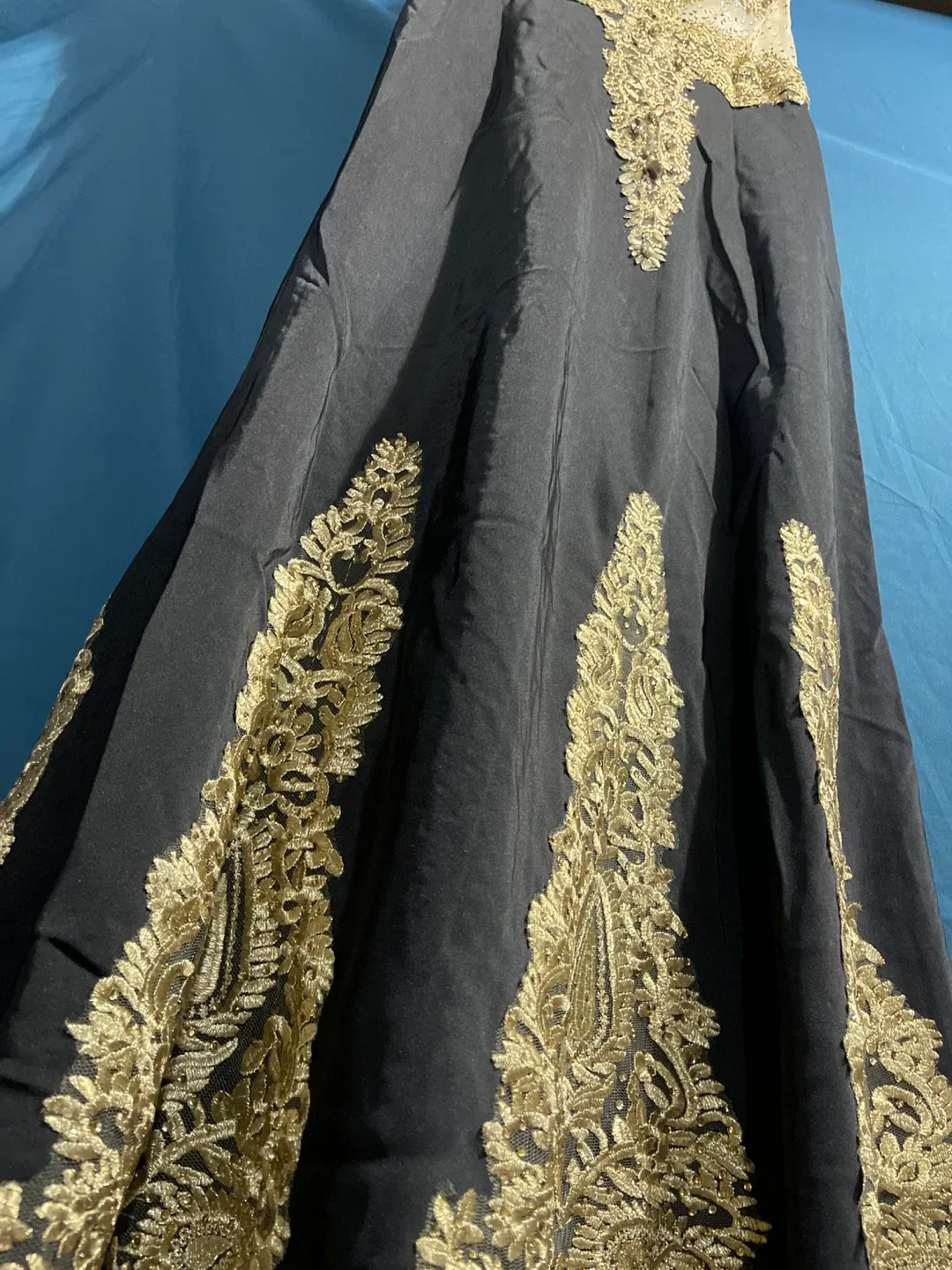 Elegant Black & Gold Embellished Dress image indicator(5)