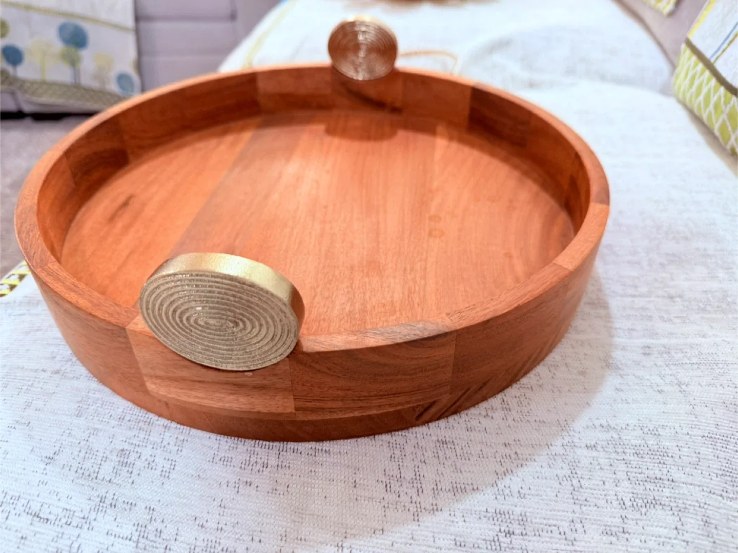 Wooden Round Serving Tray thumbnail