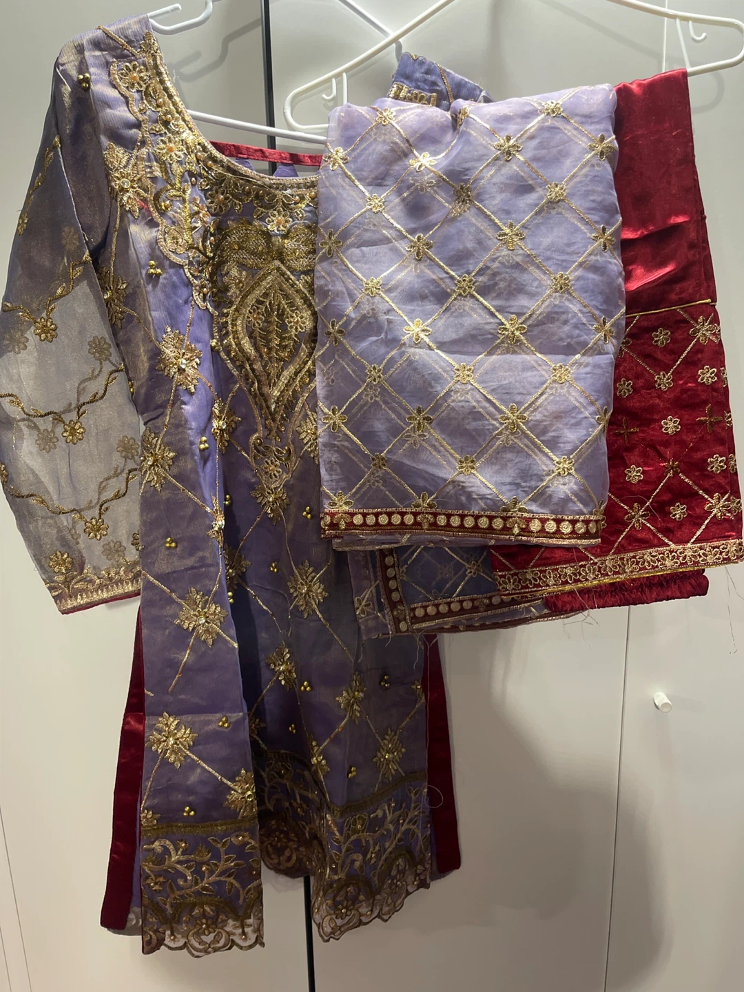 Purple & Gold Embroidered Shalwar Kameez