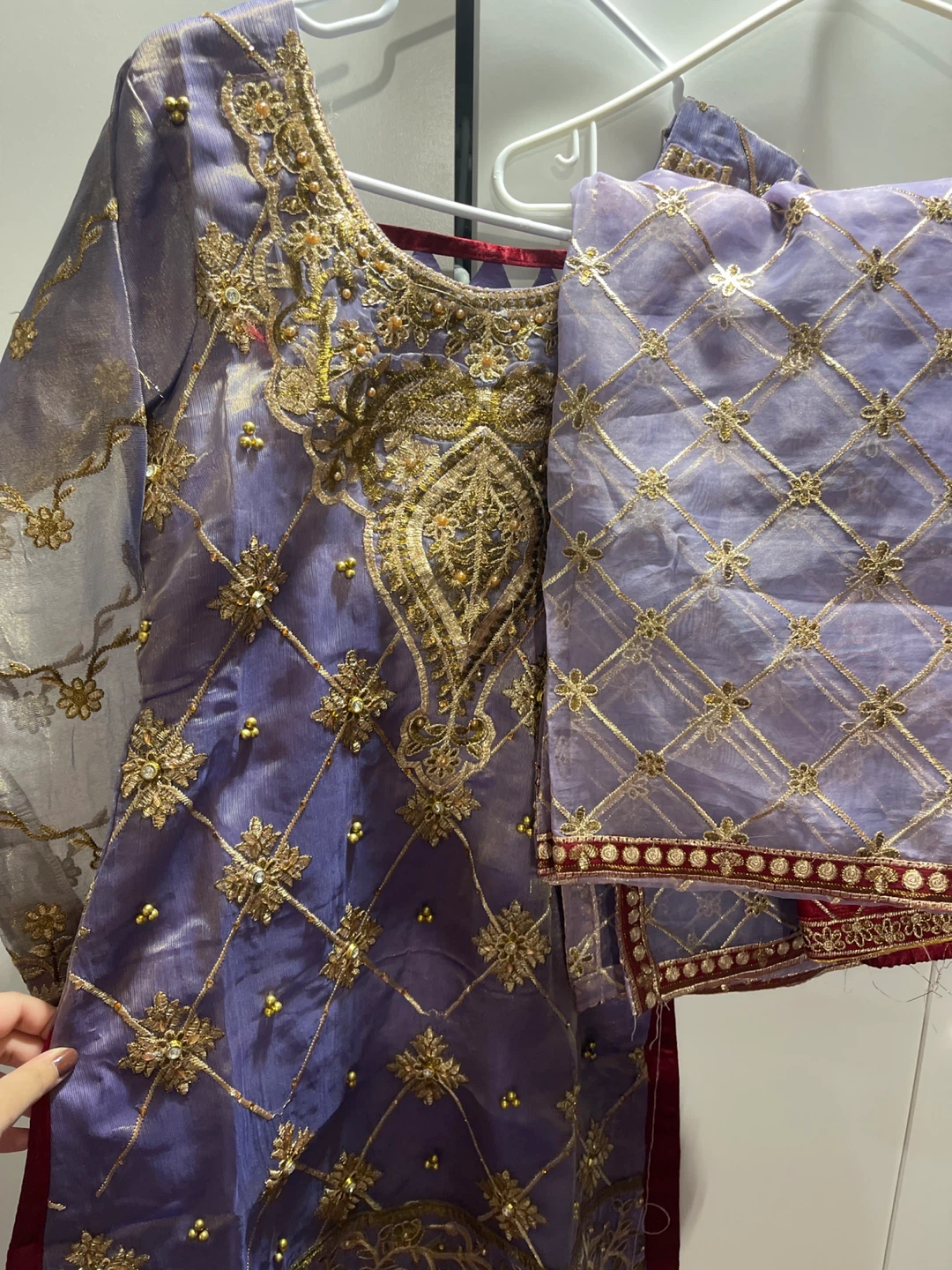 Purple & Gold Embroidered Shalwar Kameez - photo 2