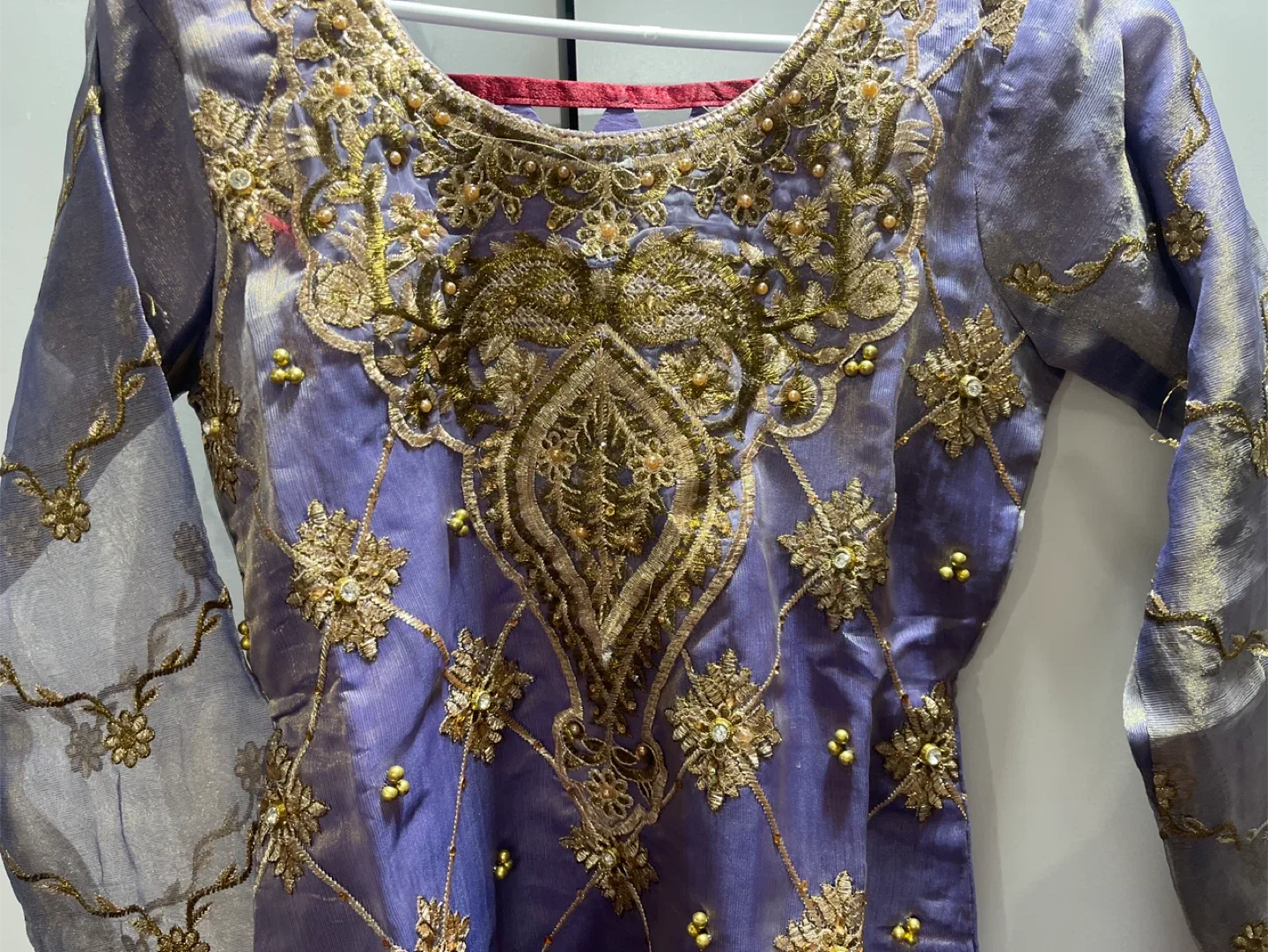 Purple & Gold Embroidered Shalwar Kameez image indicator(4)