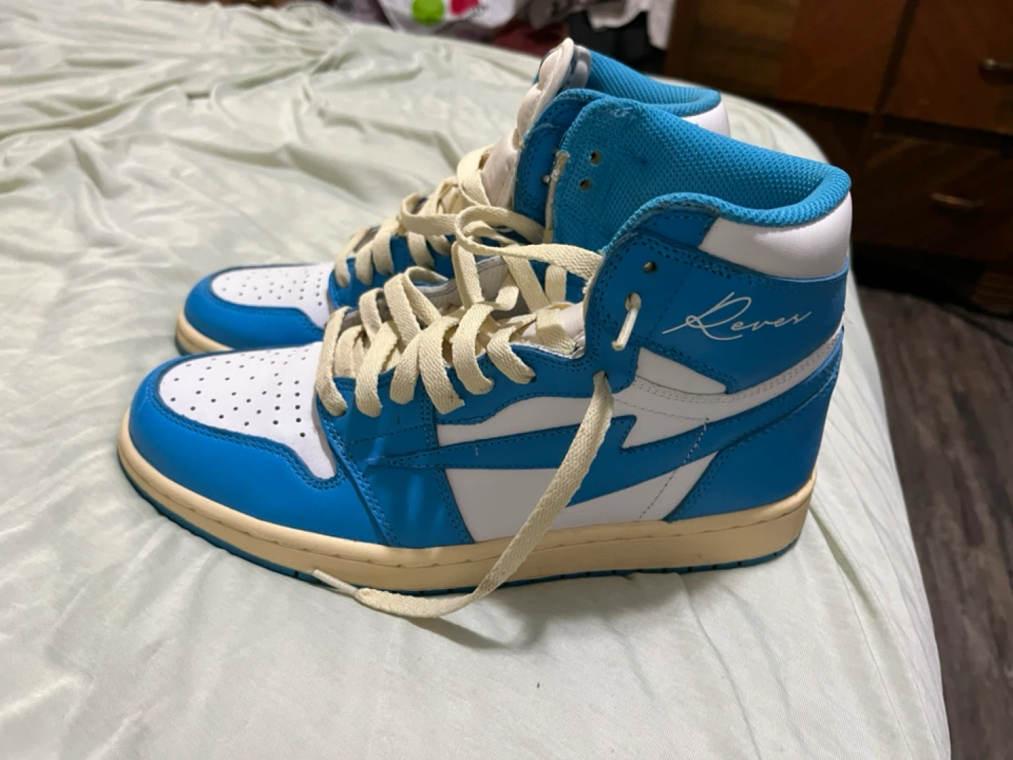 Rever Blue & White High-Top Sneakers