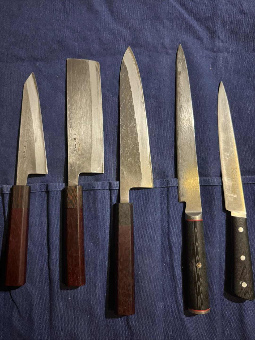 Hitohira blue #2 carbon steel knife and other knives