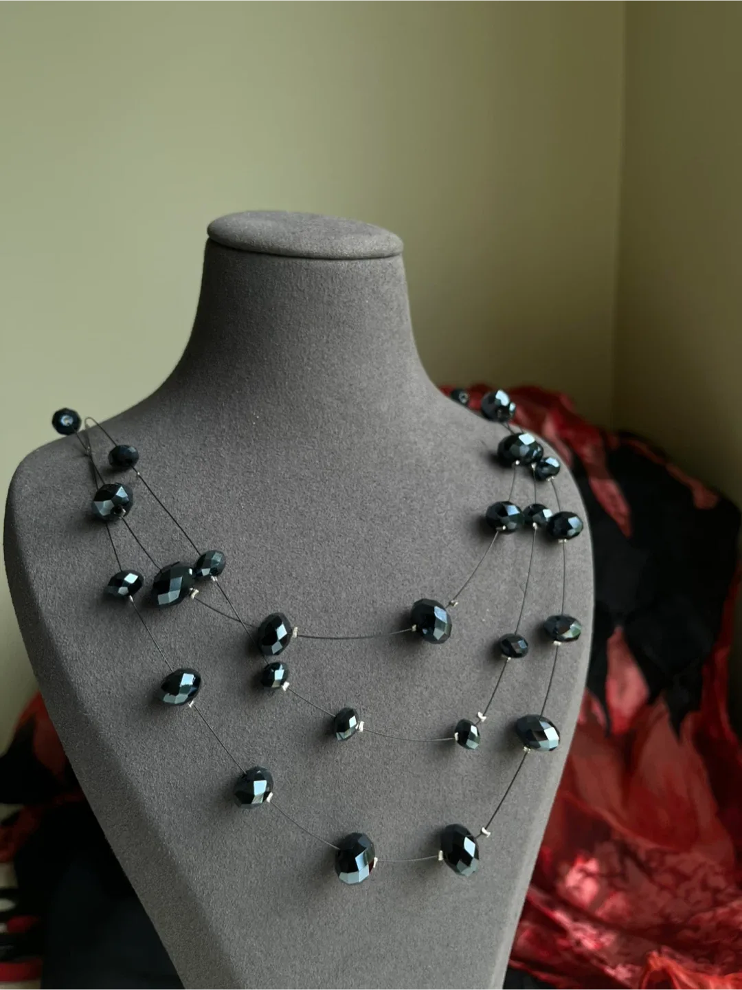 Black Beaded Multi-Strand Necklace image indicator(2)